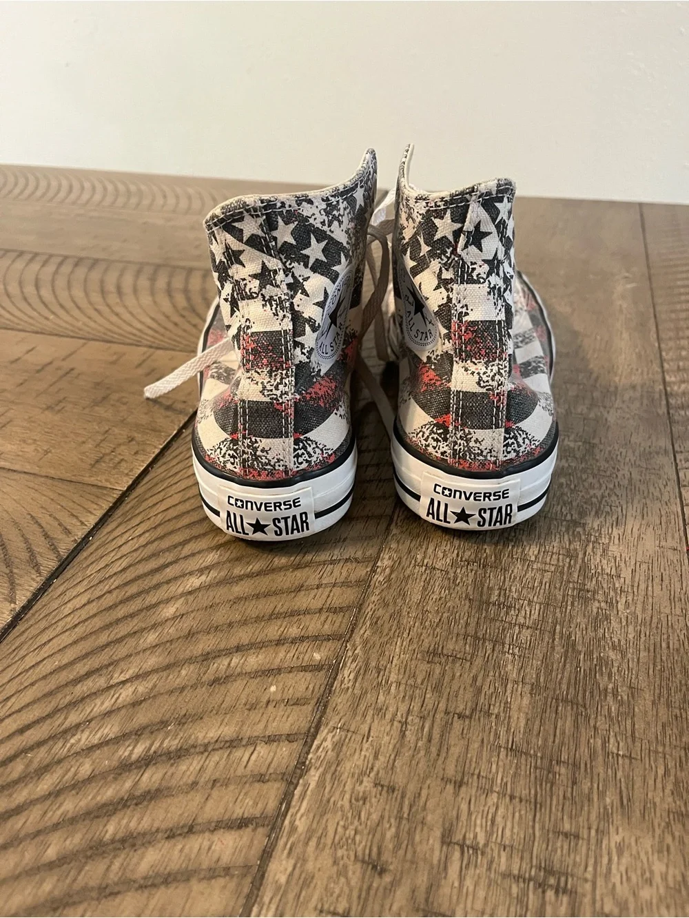 Converse Kids High-Top Sneakers in White, Black & Red Checker Print